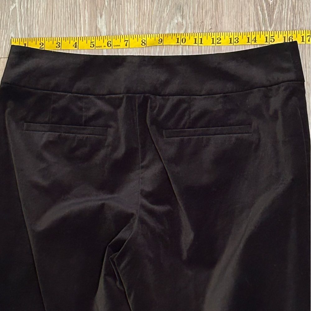 Ann Taylor Black Velveteen Pants High Waist Wide Leg Straight Leg Trouser 8 - Picture 7 of 16